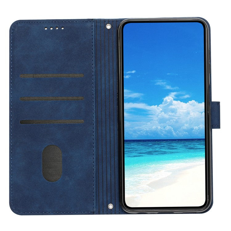 Stand Case for Motorola Edge 60 Fusion 5G / Edge (2025) 5G PU Leather Phone Cover Imprinted Heart Pattern - Blue