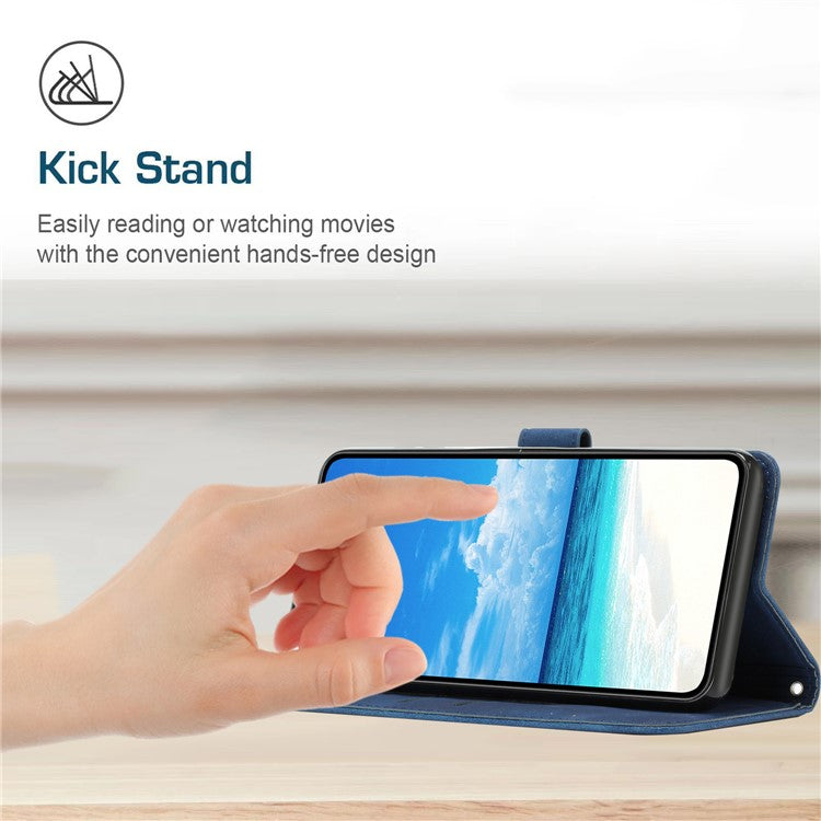 Stand Case for Motorola Edge 60 Fusion 5G / Edge (2025) 5G PU Leather Phone Cover Imprinted Heart Pattern - Blue