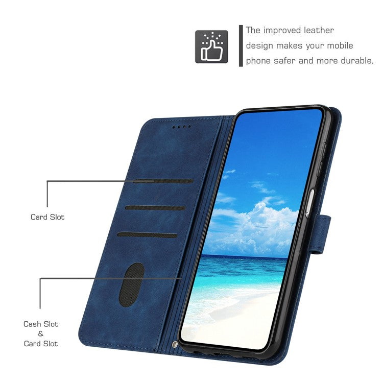 Stand Case for Motorola Edge 60 Fusion 5G / Edge (2025) 5G PU Leather Phone Cover Imprinted Heart Pattern - Blue