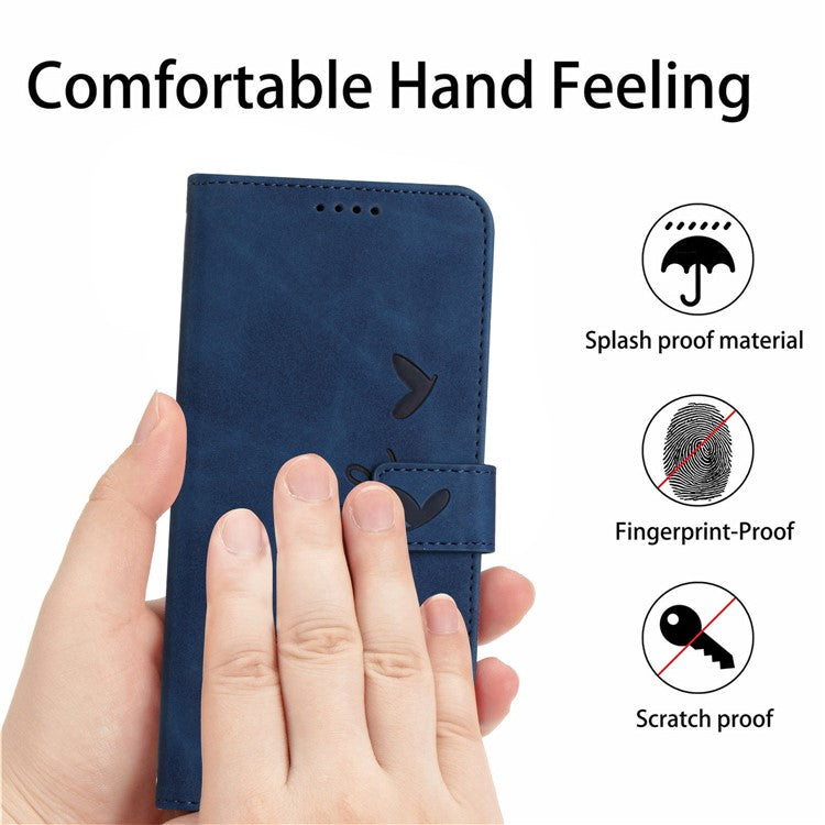 Stand Case for Motorola Edge 60 Fusion 5G / Edge (2025) 5G PU Leather Phone Cover Imprinted Heart Pattern - Blue