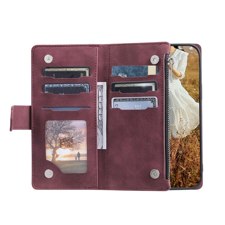 Style 005 For Motorola Edge 60 Fusion 5G Wallet Case Rhombus Stitching Line PU Leather Phone Cover - Wine Red
