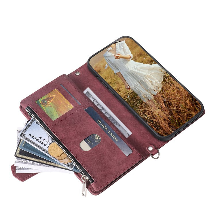Style 005 For Motorola Edge 60 Fusion 5G Wallet Case Rhombus Stitching Line PU Leather Phone Cover - Wine Red