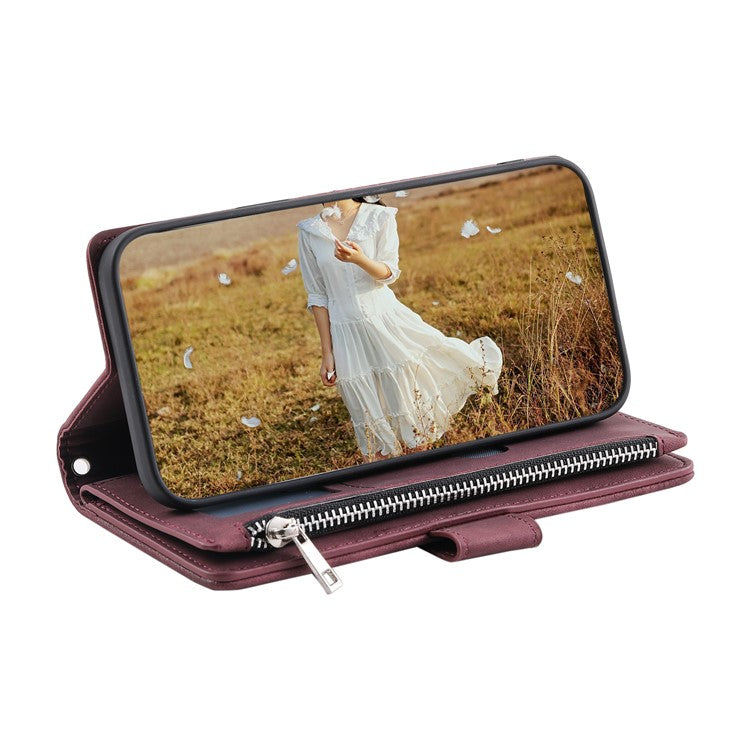 Style 005 For Motorola Edge 60 Fusion 5G Wallet Case Rhombus Stitching Line PU Leather Phone Cover - Wine Red