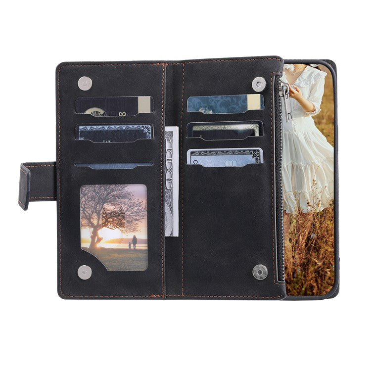 Style 005 For Motorola Edge 60 Fusion 5G Wallet Case Rhombus Stitching Line PU Leather Phone Cover - Black