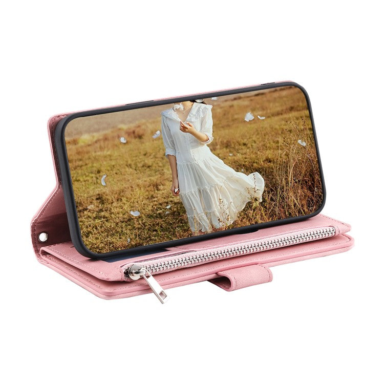 Style 005 For Motorola Edge 60 Fusion 5G Wallet Case Rhombus Stitching Line PU Leather Phone Cover - Rose Gold