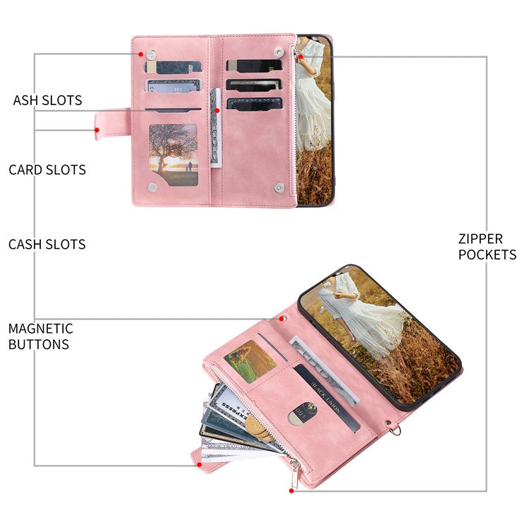 Style 005 For Motorola Edge 60 Fusion 5G Wallet Case Rhombus Stitching Line PU Leather Phone Cover - Rose Gold