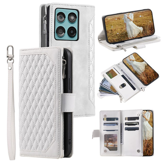 Style 005 For Motorola Edge 60 Fusion 5G Wallet Case Rhombus Stitching Line PU Leather Phone Cover - White