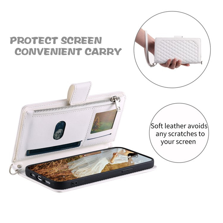Style 005 For Motorola Edge 60 Fusion 5G Wallet Case Rhombus Stitching Line PU Leather Phone Cover - White