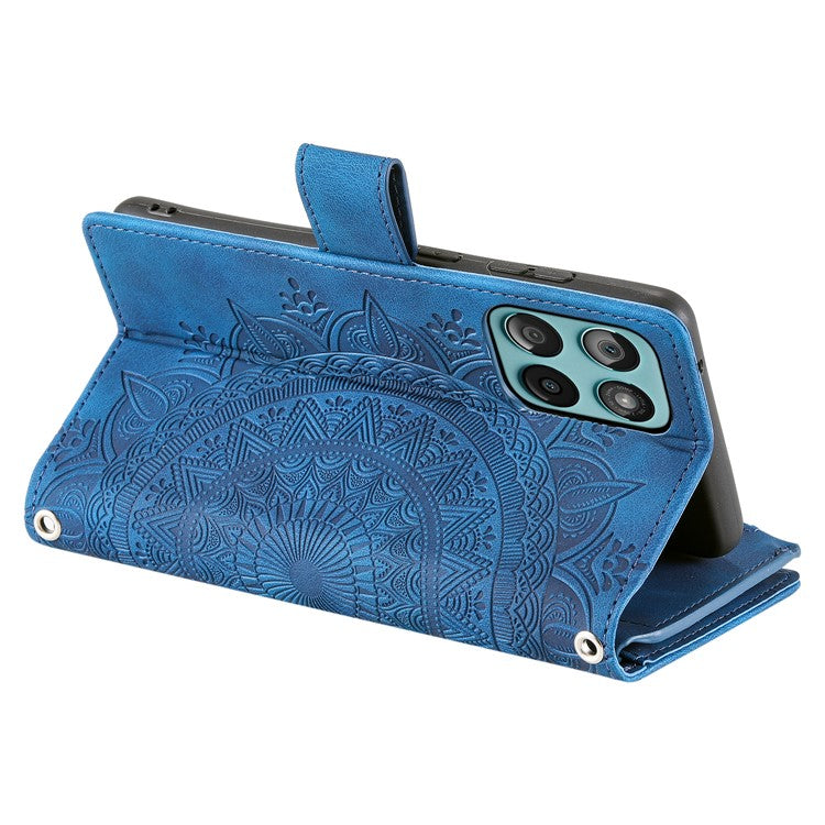Style 006 For Motorola Edge 60 Fusion 5G Wallet Case PU Leather Phone Cover Mandala Flower Pattern - Blue