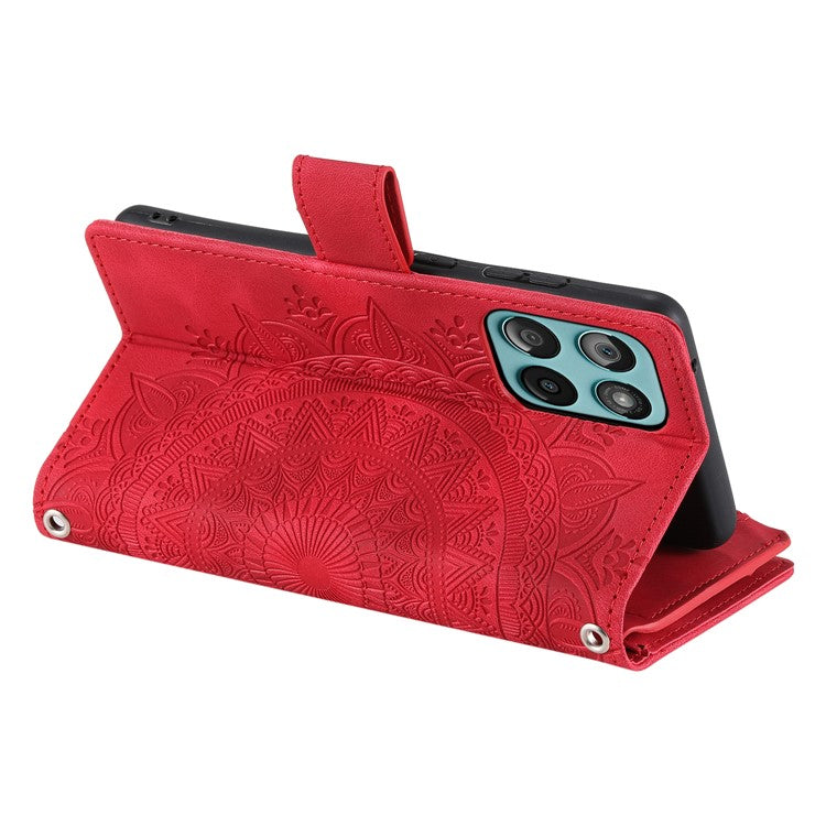 Style 006 For Motorola Edge 60 Fusion 5G Wallet Case PU Leather Phone Cover Mandala Flower Pattern - Rose