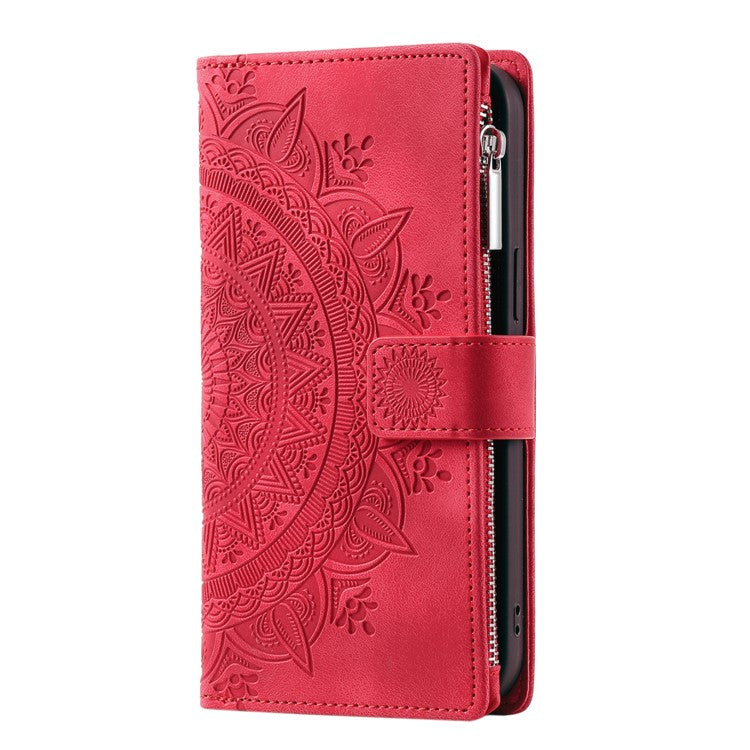 Style 006 For Motorola Edge 60 Fusion 5G Wallet Case PU Leather Phone Cover Mandala Flower Pattern - Rose