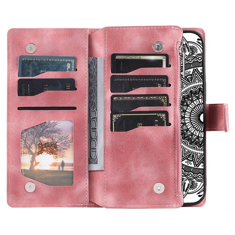 Style 006 For Motorola Edge 60 Fusion 5G Wallet Case PU Leather Phone Cover Mandala Flower Pattern - Rose Gold