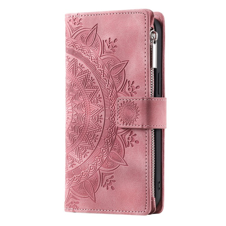 Style 006 For Motorola Edge 60 Fusion 5G Wallet Case PU Leather Phone Cover Mandala Flower Pattern - Rose Gold