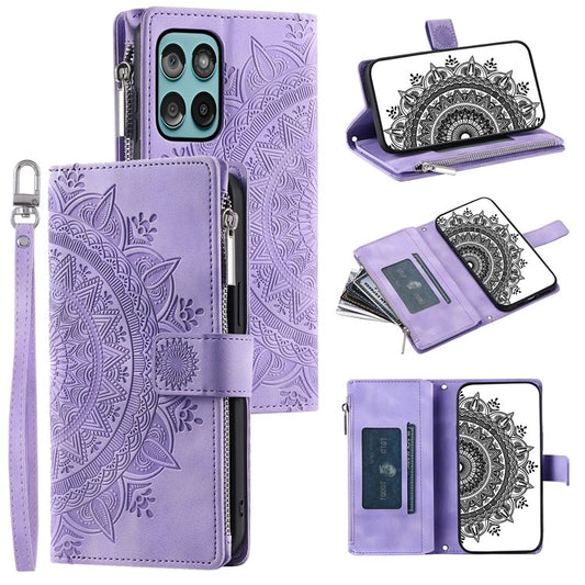 Style 006 For Motorola Edge 60 Fusion 5G Wallet Case PU Leather Phone Cover Mandala Flower Pattern - Purple