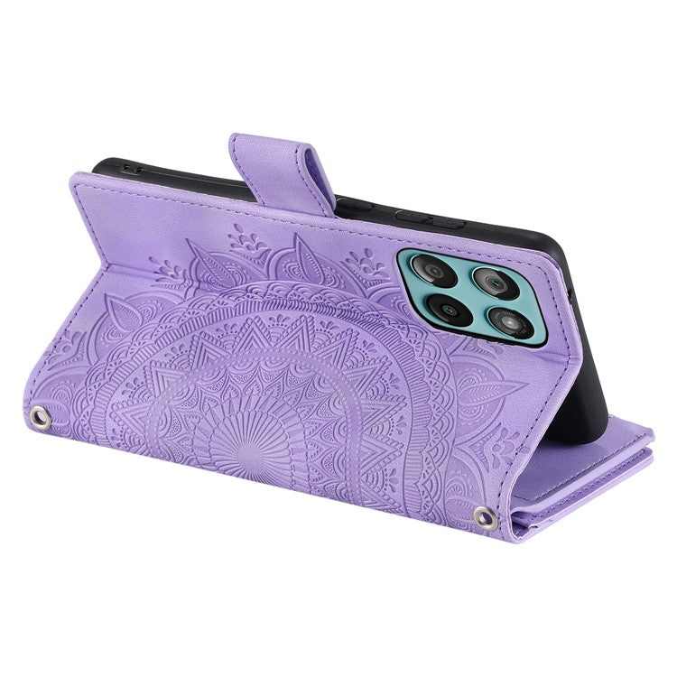 Style 006 For Motorola Edge 60 Fusion 5G Wallet Case PU Leather Phone Cover Mandala Flower Pattern - Purple