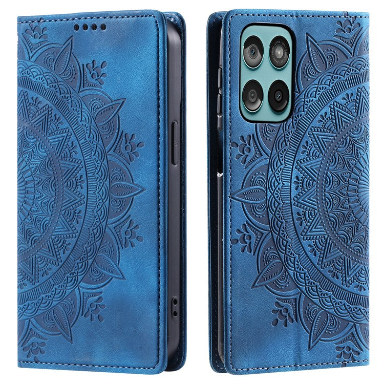 Style-010 For Motorola Edge 60 Fusion 5G Case Magnetic Closing Leather Phone Cover Pattern Imprinted - Blue