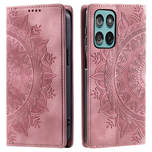 Style-010 For Motorola Edge 60 Fusion 5G Case Magnetic Closing Leather Phone Cover Pattern Imprinted - Rose Gold