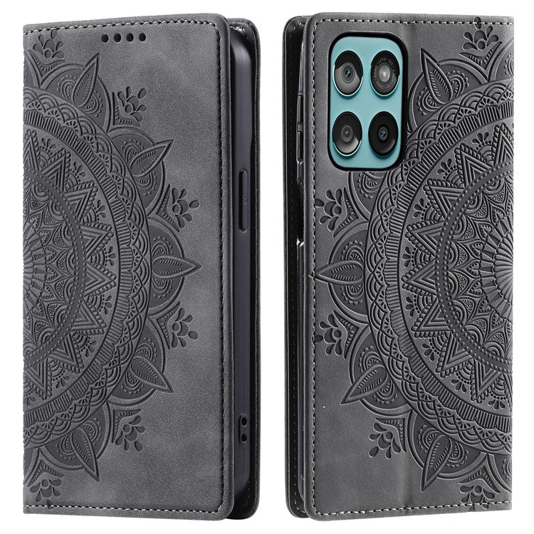 Style-010 For Motorola Edge 60 Fusion 5G Case Magnetic Closing Leather Phone Cover Pattern Imprinted - Grey