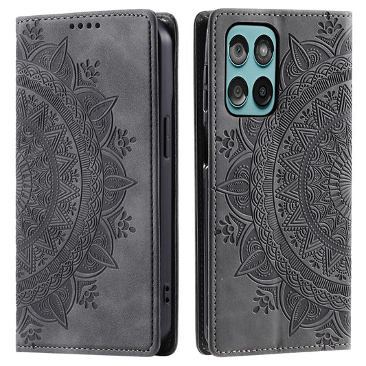 Style-010 For Motorola Edge 60 Fusion 5G Case Magnetic Closing Leather Phone Cover Pattern Imprinted - Grey