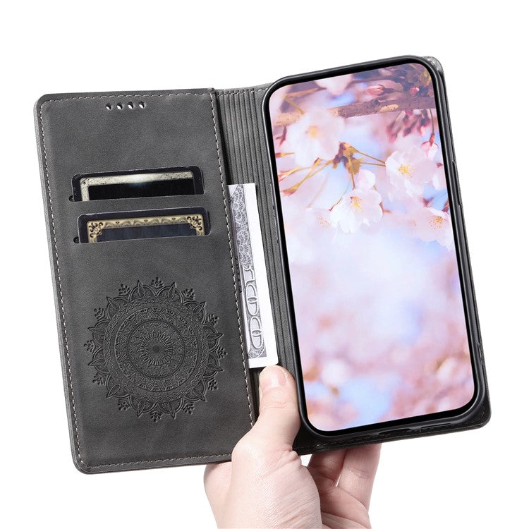 Style-010 For Motorola Edge 60 Fusion 5G Case Magnetic Closing Leather Phone Cover Pattern Imprinted - Grey