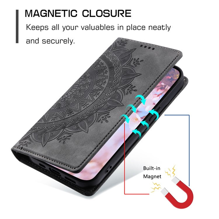 Style-010 For Motorola Edge 60 Fusion 5G Case Magnetic Closing Leather Phone Cover Pattern Imprinted - Grey