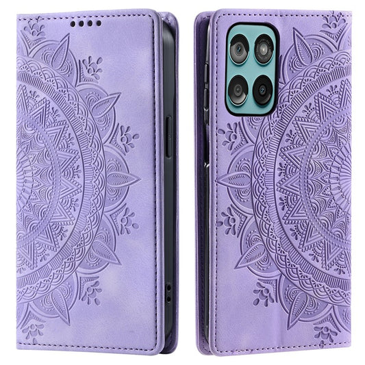 Style-010 For Motorola Edge 60 Fusion 5G Case Magnetic Closing Leather Phone Cover Pattern Imprinted - Purple