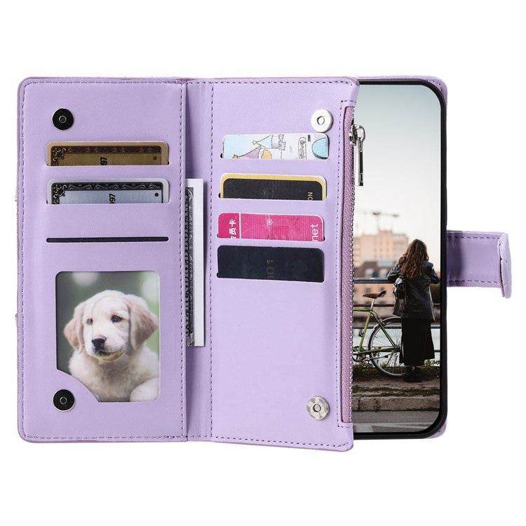 Style 012 for Motorola Edge 60 Fusion 5G Case Zipper Pocket Glitter Leather Phone Cover - Purple