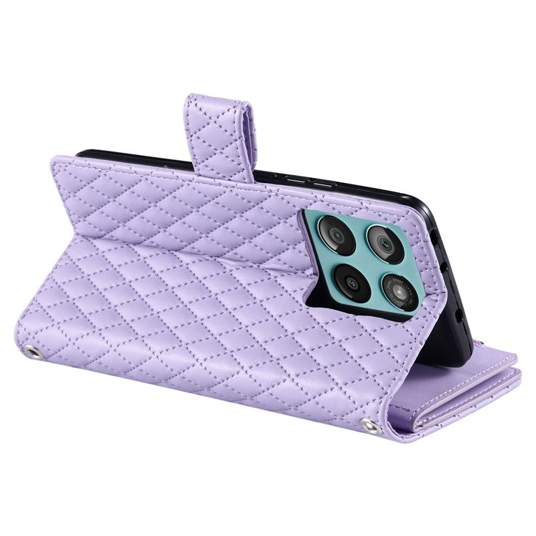 Style 012 for Motorola Edge 60 Fusion 5G Case Zipper Pocket Glitter Leather Phone Cover - Purple