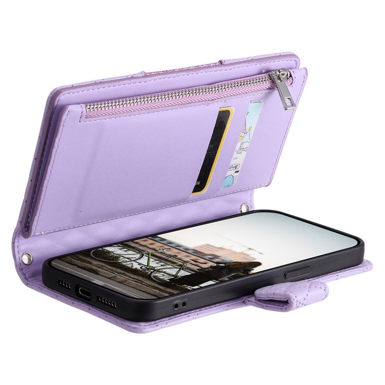 Style 012 for Motorola Edge 60 Fusion 5G Case Zipper Pocket Glitter Leather Phone Cover - Purple