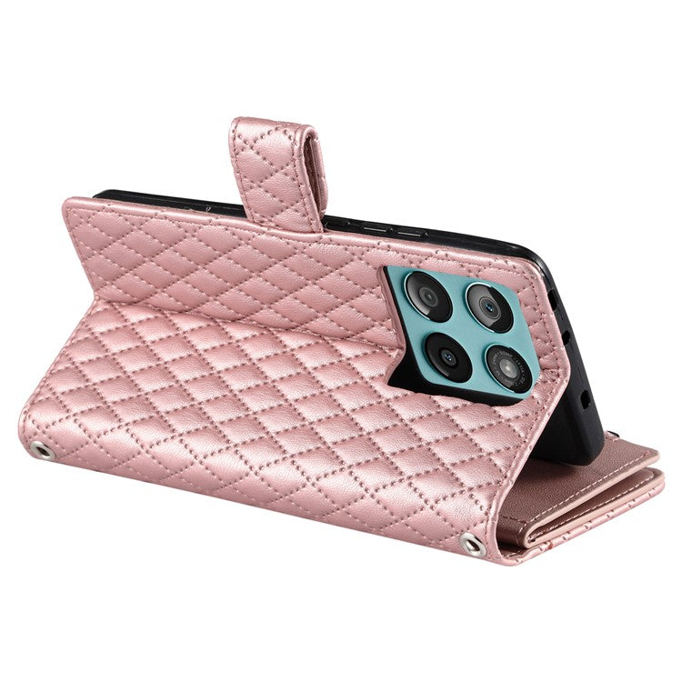 Style 012 for Motorola Edge 60 Fusion 5G Case Zipper Pocket Glitter Leather Phone Cover - Rose Gold