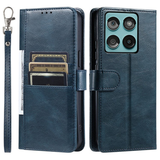 013 Style For Motorola Edge 60 Fusion 5G Case PU Leather Anti-Fall Phone Cover with 6 Card Slots - Blackish Green