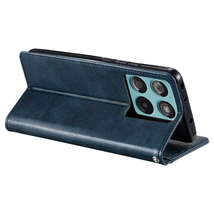 013 Style For Motorola Edge 60 Fusion 5G Case PU Leather Anti-Fall Phone Cover with 6 Card Slots - Blackish Green