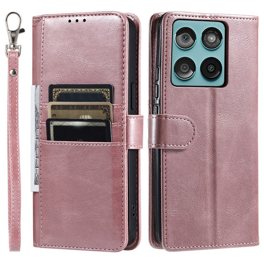 013 Style For Motorola Edge 60 Fusion 5G Case PU Leather Anti-Fall Phone Cover with 6 Card Slots - Rose Gold