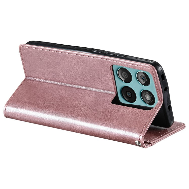 013 Style For Motorola Edge 60 Fusion 5G Case PU Leather Anti-Fall Phone Cover with 6 Card Slots - Rose Gold