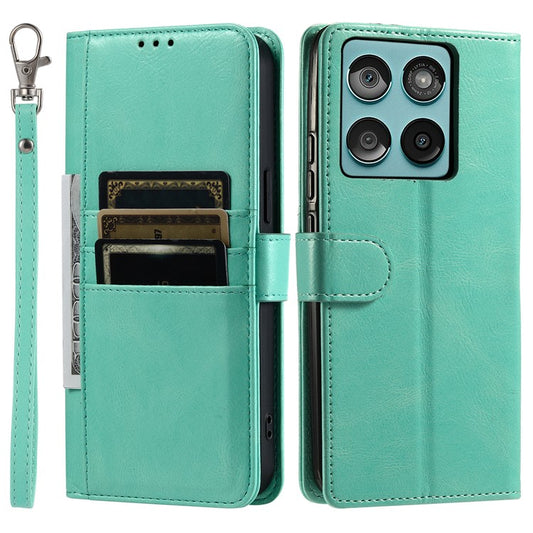 013 Style For Motorola Edge 60 Fusion 5G Case PU Leather Anti-Fall Phone Cover with 6 Card Slots - Mint Green