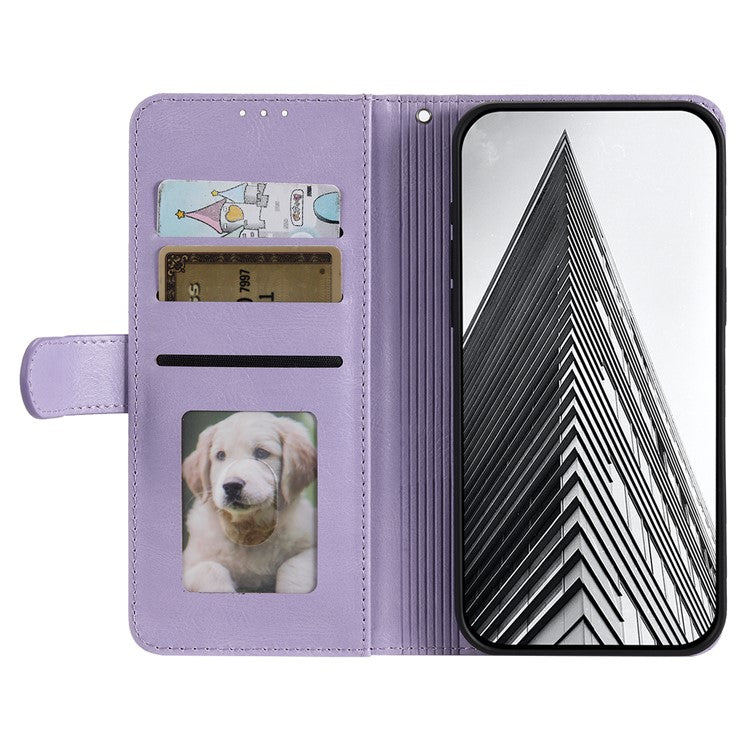 013 Style For Motorola Edge 60 Fusion 5G Case PU Leather Anti-Fall Phone Cover with 6 Card Slots - Purple