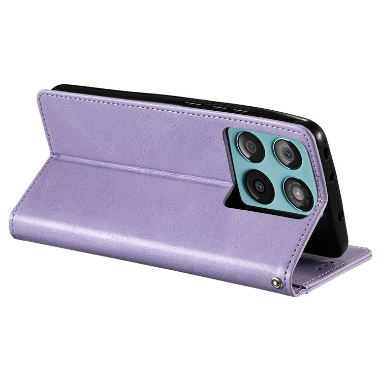 013 Style For Motorola Edge 60 Fusion 5G Case PU Leather Anti-Fall Phone Cover with 6 Card Slots - Purple