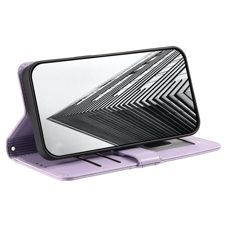013 Style For Motorola Edge 60 Fusion 5G Case PU Leather Anti-Fall Phone Cover with 6 Card Slots - Purple