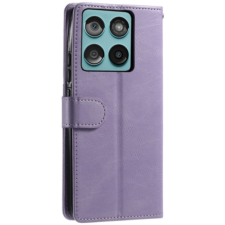 013 Style For Motorola Edge 60 Fusion 5G Case PU Leather Anti-Fall Phone Cover with 6 Card Slots - Purple