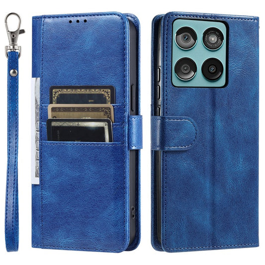 013 Style For Motorola Edge 60 Fusion 5G Case PU Leather Anti-Fall Phone Cover with 6 Card Slots - Blue