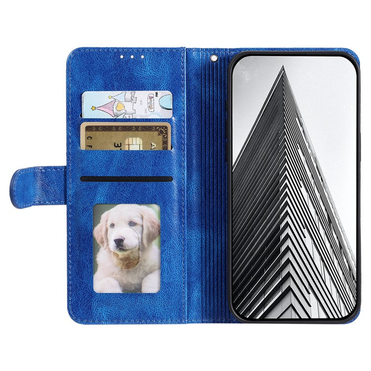 013 Style For Motorola Edge 60 Fusion 5G Case PU Leather Anti-Fall Phone Cover with 6 Card Slots - Blue