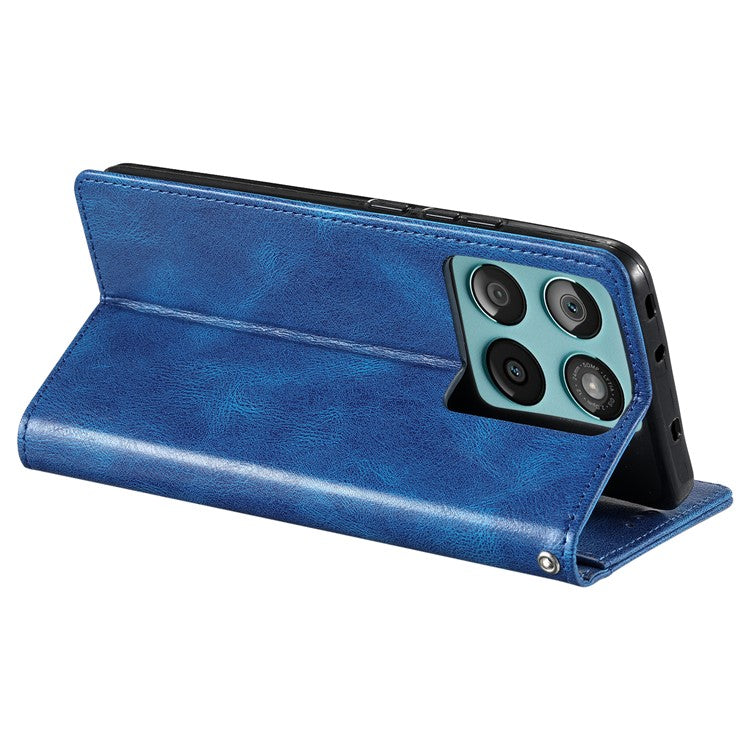 013 Style For Motorola Edge 60 Fusion 5G Case PU Leather Anti-Fall Phone Cover with 6 Card Slots - Blue