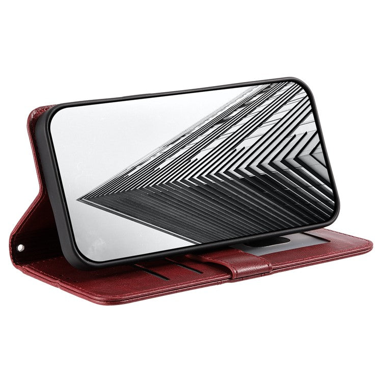 013 Style For Motorola Edge 60 Fusion 5G Case PU Leather Anti-Fall Phone Cover with 6 Card Slots - Wine Red
