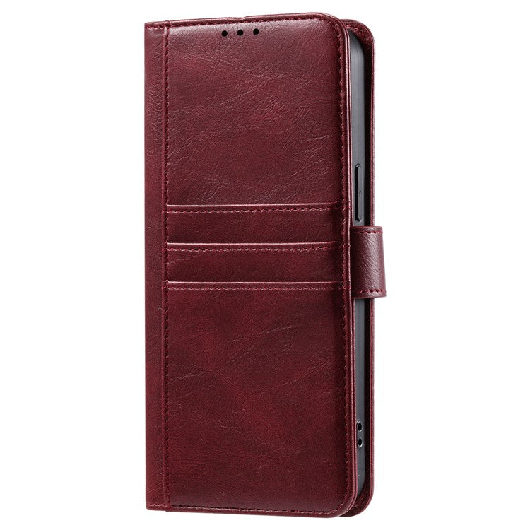 013 Style For Motorola Edge 60 Fusion 5G Case PU Leather Anti-Fall Phone Cover with 6 Card Slots - Wine Red