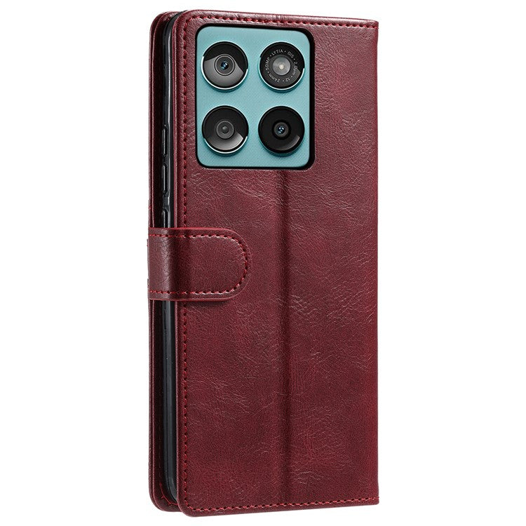 013 Style For Motorola Edge 60 Fusion 5G Case PU Leather Anti-Fall Phone Cover with 6 Card Slots - Wine Red