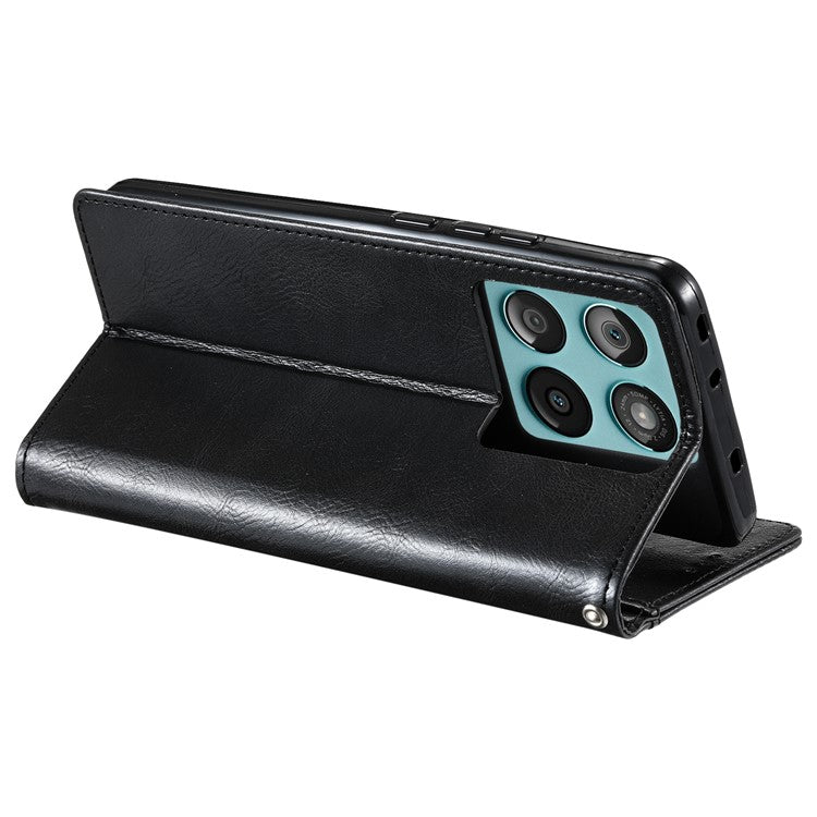 013 Style For Motorola Edge 60 Fusion 5G Case PU Leather Anti-Fall Phone Cover with 6 Card Slots - Black