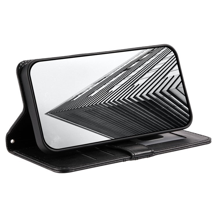 013 Style For Motorola Edge 60 Fusion 5G Case PU Leather Anti-Fall Phone Cover with 6 Card Slots - Black