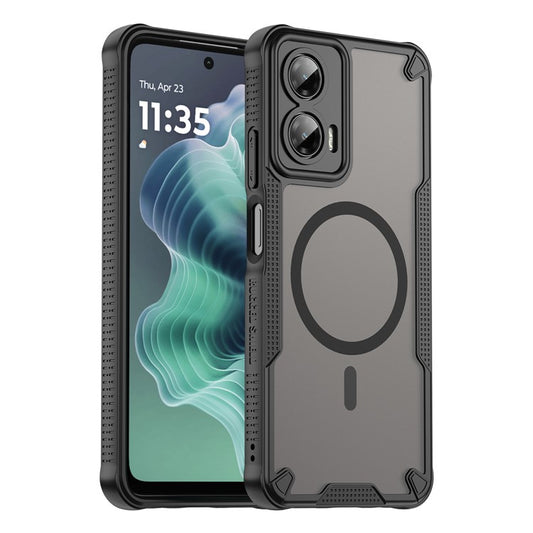 For Motorola Moto G35 5G Magnetic Case Compatible with MagSafe TPU + PC Phone Back Cover - Black