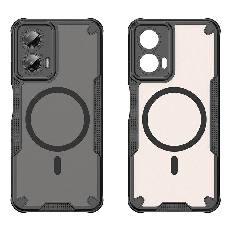 For Motorola Moto G35 5G Magnetic Case Compatible with MagSafe TPU + PC Phone Back Cover - Black