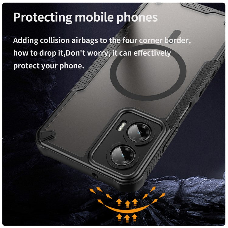 For Motorola Moto G35 5G Magnetic Case Compatible with MagSafe TPU + PC Phone Back Cover - Black